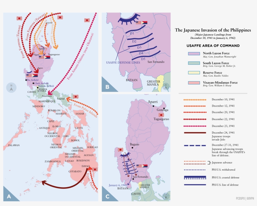 Japanese Invasion Of The Philippines - Map, transparent png #3109412