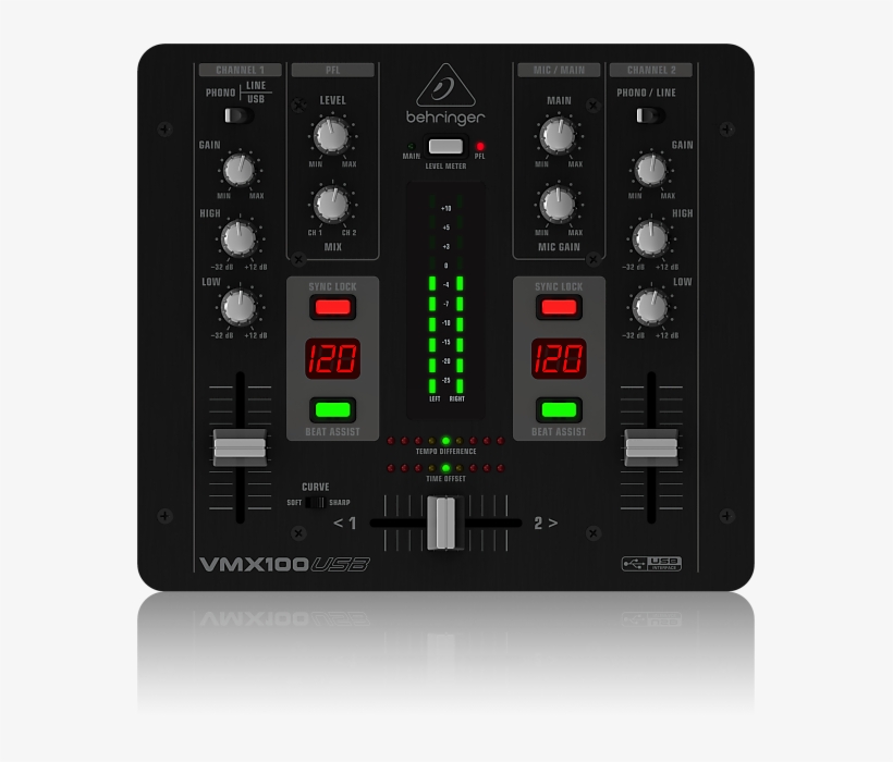 Behringer Pro Mixer Vmx100usb Professional 2-channel - Behringer Vmx 100 Usb Pro Mixer, transparent png #3111089