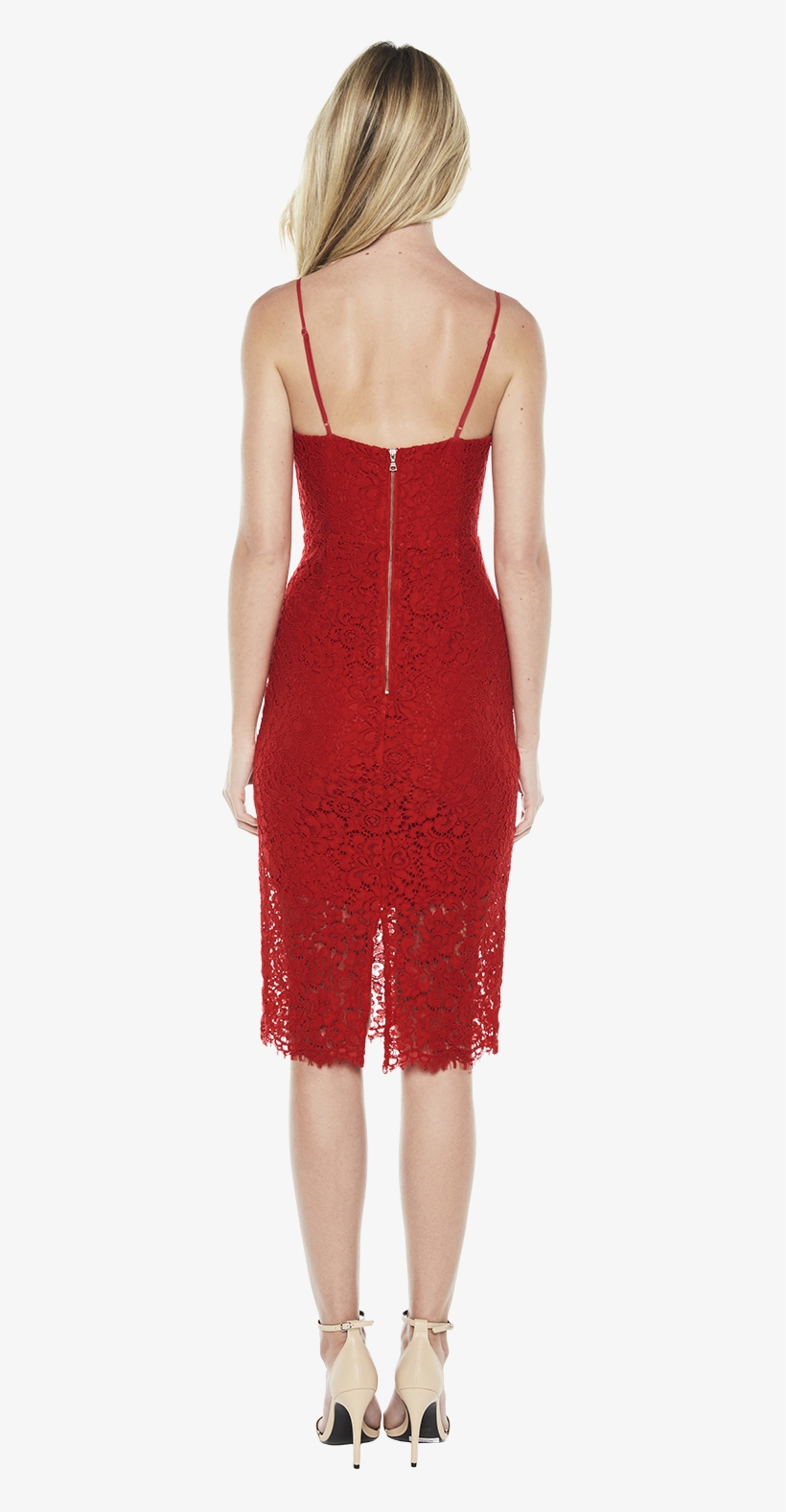 Pierre Lace Dress In Colour Chinese Red - Dress, transparent png #3112935