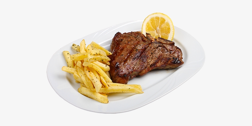 T-bon Steak With Garnish - Steak Frites, transparent png #3113131