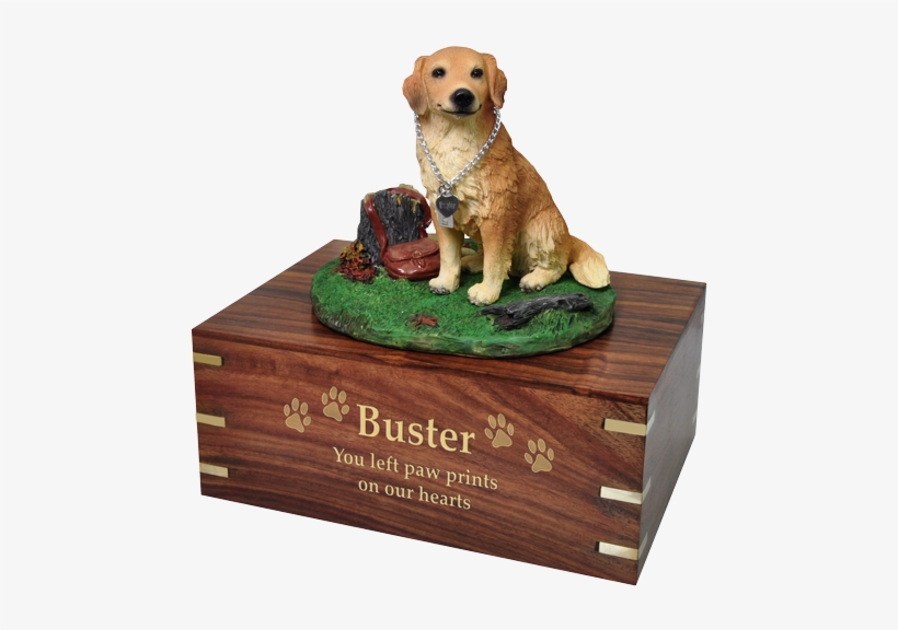 Golden Retriever, Sitting Dog Figurine Urn Engraved - Golden Retriever, transparent png #3117559