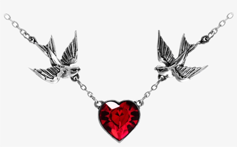 Freetoedit Necklace Birds Heart Goth Gothic Gothicjewel - Alchemy Ul17 Swallow Heart Pendant, transparent png #3121497
