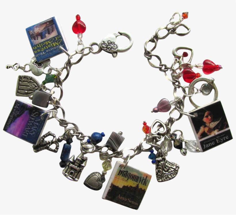 Gothic Romance Novel Charm Bracelet With Tiny Books - Bracelet, transparent png #3121546