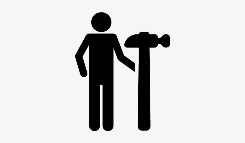 Silhouette With Hammer Vector - Mann Clipart, transparent png #3121634
