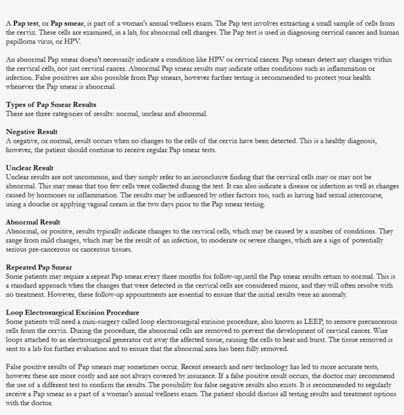 A Pap Test, Or Pap Smear, Is Part Of A Woman's Annual - Diagnosis Abnormal Pap Smear, transparent png #3122337