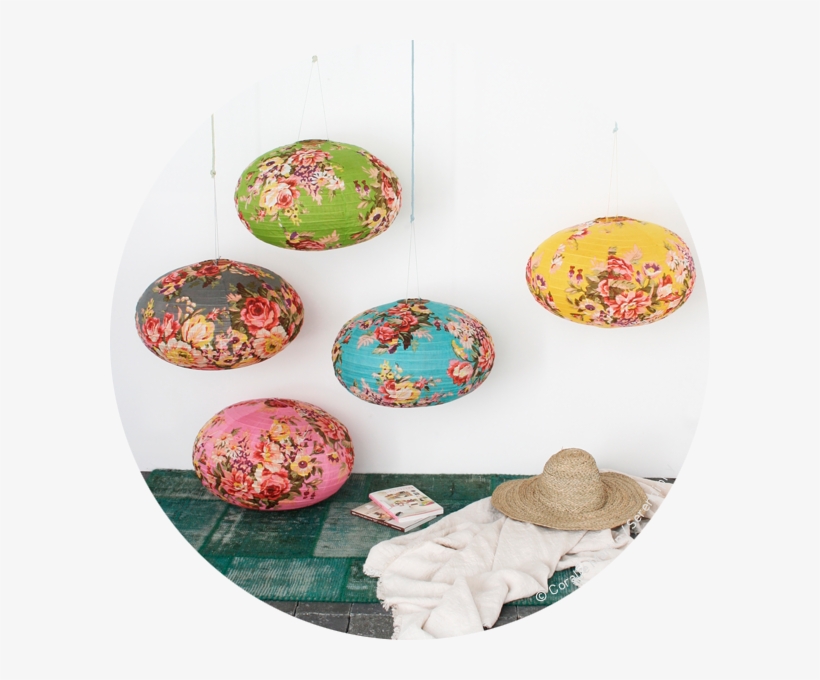 Flowery Chinese Lantern Bakker Made With Love Are Handmade - Lampion En Tissu, transparent png #3122849