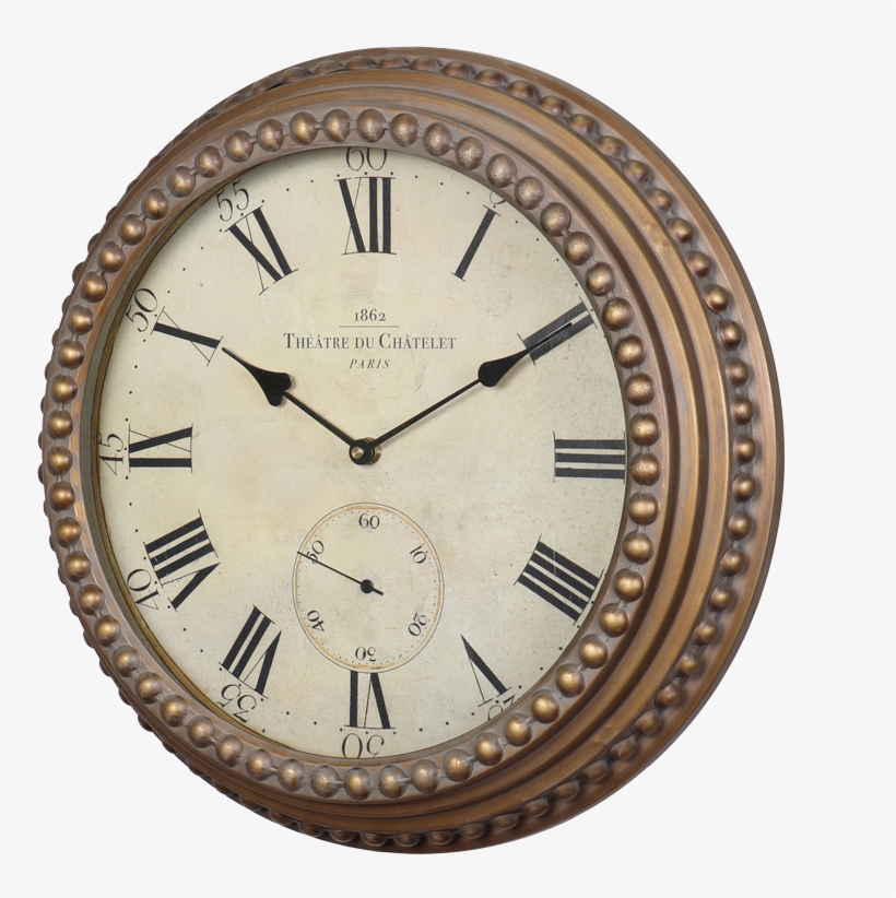Chatelet Clock Gold - Wall Clock, transparent png #3123259