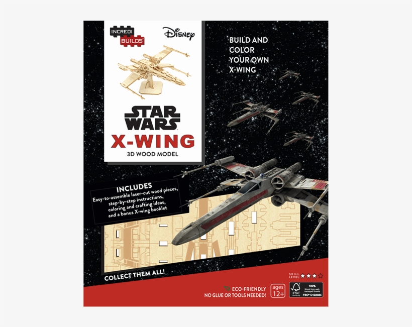 Incredibuilds: Star Wars: X-wing 3d Wood Model - Book, transparent png #3125161