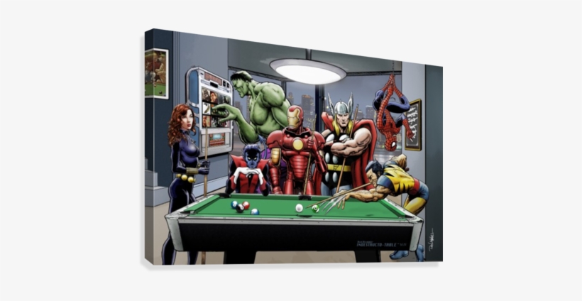 Marvel Superheroes Relax Playing Pool Featuring X-men - Marvel ...