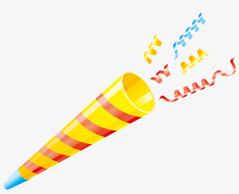 Confetti Birthday Party Horn Clip Art - Party Horn Transparent Background, transparent png #3128254