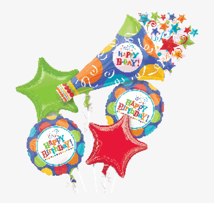 Birthday Fever Horn Balloon Bouquet - Birthday Horn, transparent png #3128353