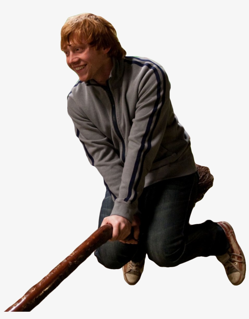 Transparent Ron Weasley Riding A Broomstick - Ron On A Broom, transparent png #3129365