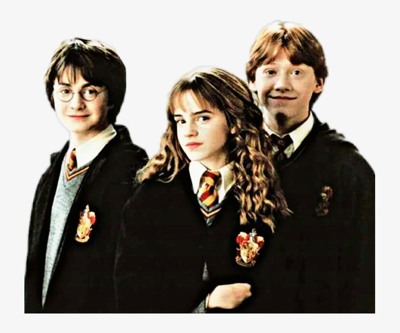 Sticker Harrypotter Hermionegranger Ronweasley Golde - Harry Ron And Hermione, transparent png #3129987