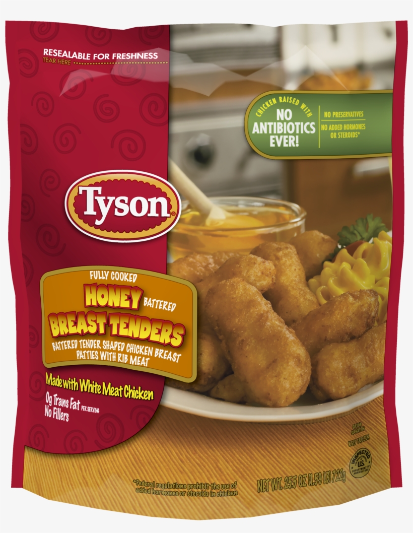 Tyson® Fully Cooked Honey Battered Breast Tenders, - Tyson Honey Chicken Tenders, transparent png #3130441
