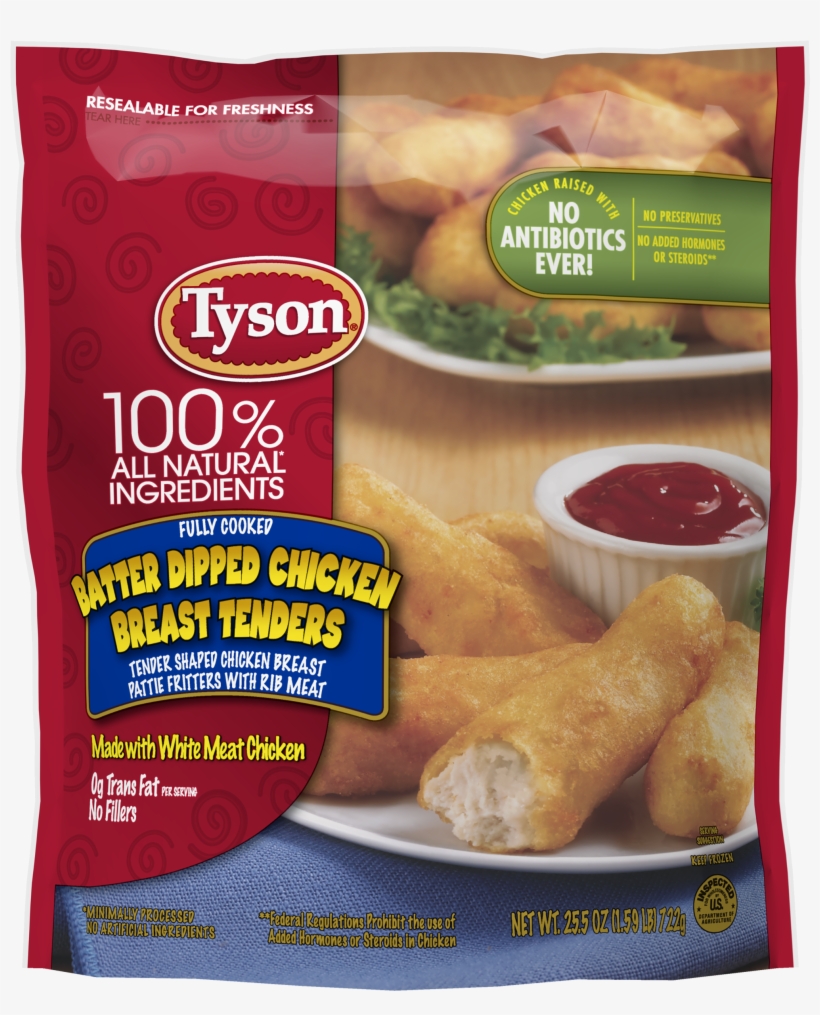 Tyson® Fully Cooked Batter Dipped Chicken Breast Tenders, - Batter Dipped Chicken Breast Tenders, transparent png #3130459