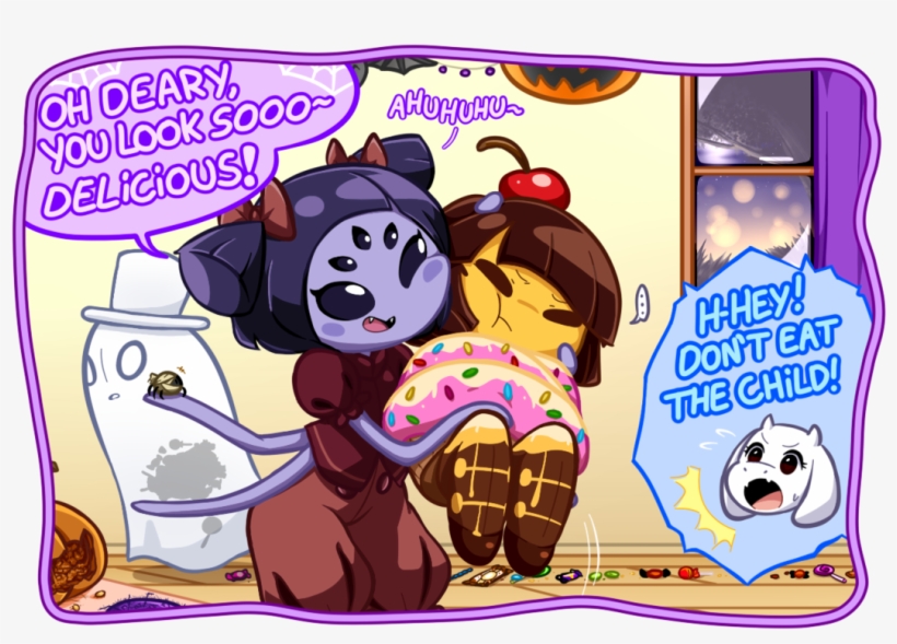 Delicious The Child Undertale Cartoon Text Purple Fictional - Undertale Muffet Cute, transparent png #3132017
