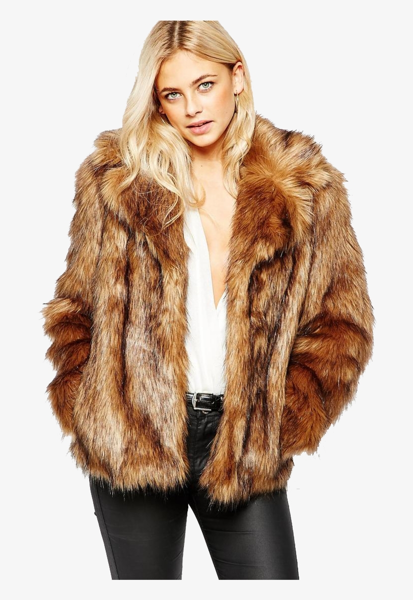 Fur Coat Png Transparent - Brown Faux Fur Coat Womens, transparent png #3132083
