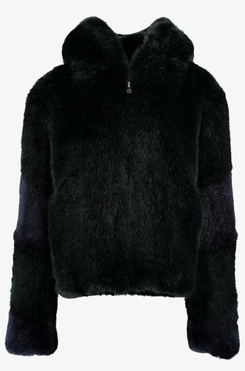 Lisa Faux Fur Coat Blue Navy Stripe - Fake Fur, transparent png #3132311