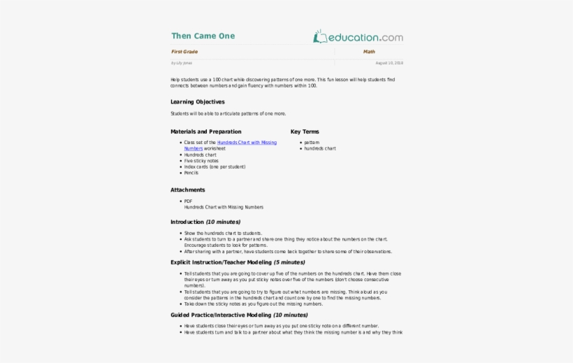 Then Came One - Counting Collections Lesson Plan, transparent png #3133065
