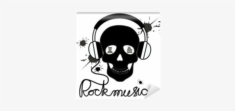 Illustration With Skull And Headphones Wall Mural • - Music Skull Vector, transparent png #3134708