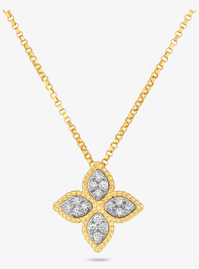 Roberto Coin Princess Flower Rose Gold Diamond Pendant, transparent png #3134709