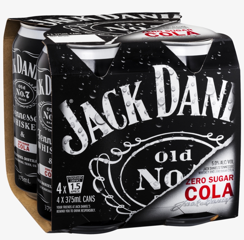 Jack Daniel's Tennessee Whiskey & Zero Sugar Cola Cans - Jack Daniels Cola Zero, transparent png #3135996