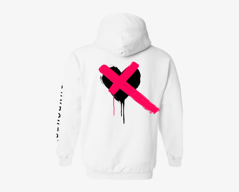 Painted White Heart Pullover Hoodie - Hoodie, transparent png #3136567