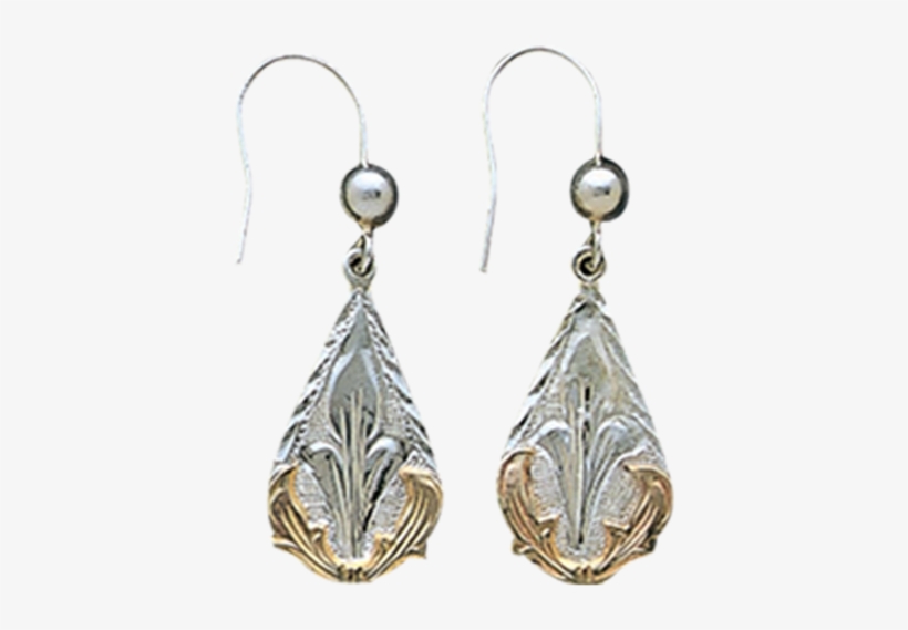 Hand Engraved Sterling Teardrop With 14k Gold Scroll - Vogt Western Jewelry Womens Earring Sterling Teardrops, transparent png #3137442