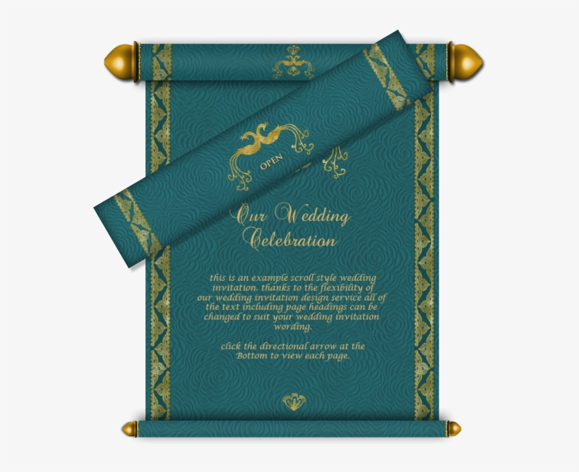 Dark Turquoise Indian Scroll Email Wedding Card With - Royal Scroll Invitation Card, transparent png #3137445