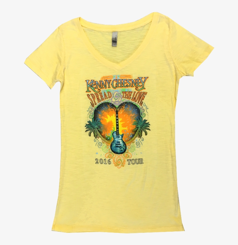 Kenny Chesney 2016 Ladies Banana Cream V Neck Tee - T-shirt, transparent png #3139337