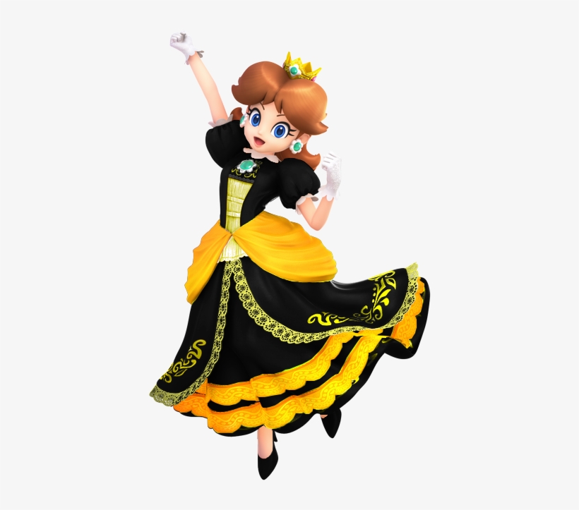 Black And Yellow Daisy - Princess Peach Black Dress, transparent png #3140702