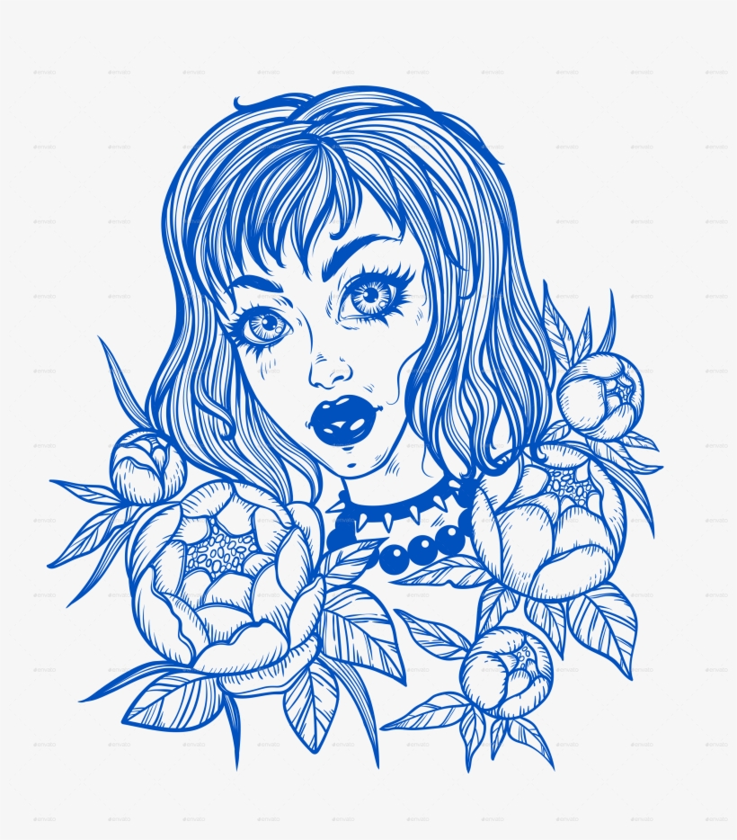 Anime Girl In Flowers - Illustration, transparent png #3140873