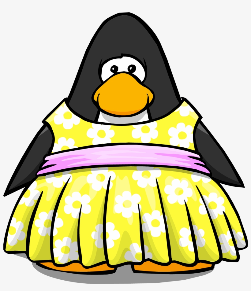 Yellow Sun Dress On Player Card - Club Penguin Summer Dress, transparent png #3141127