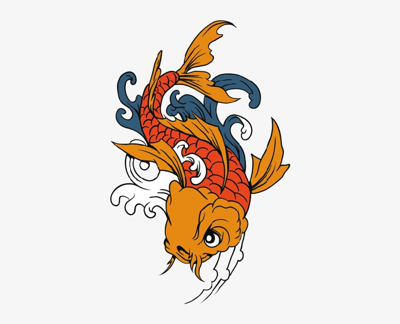 Download Fish Tattoos Png Png Images - 3drose Llc 8 X 8 X 0.25 Inches A Orange And Red Oriental, transparent png #3141740
