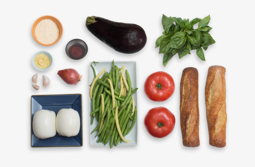 Eggplant French Bread Pizzas With Fresh Mozzarella - Bean Salad, transparent png #3142234