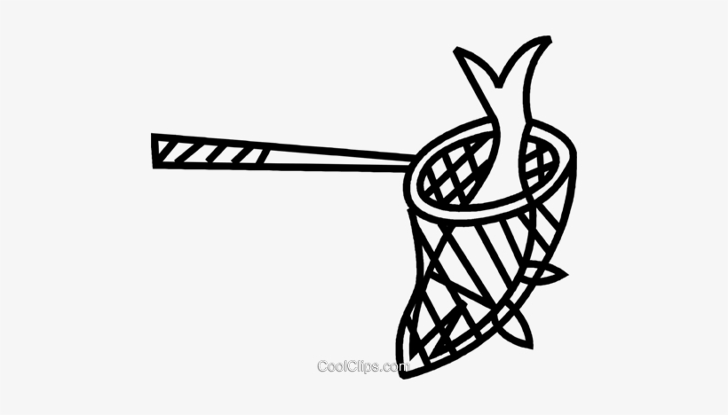 Fishing Net Royalty Free Vector Clip Art Illustration - Fish In A Net Cartoon, transparent png #3142325