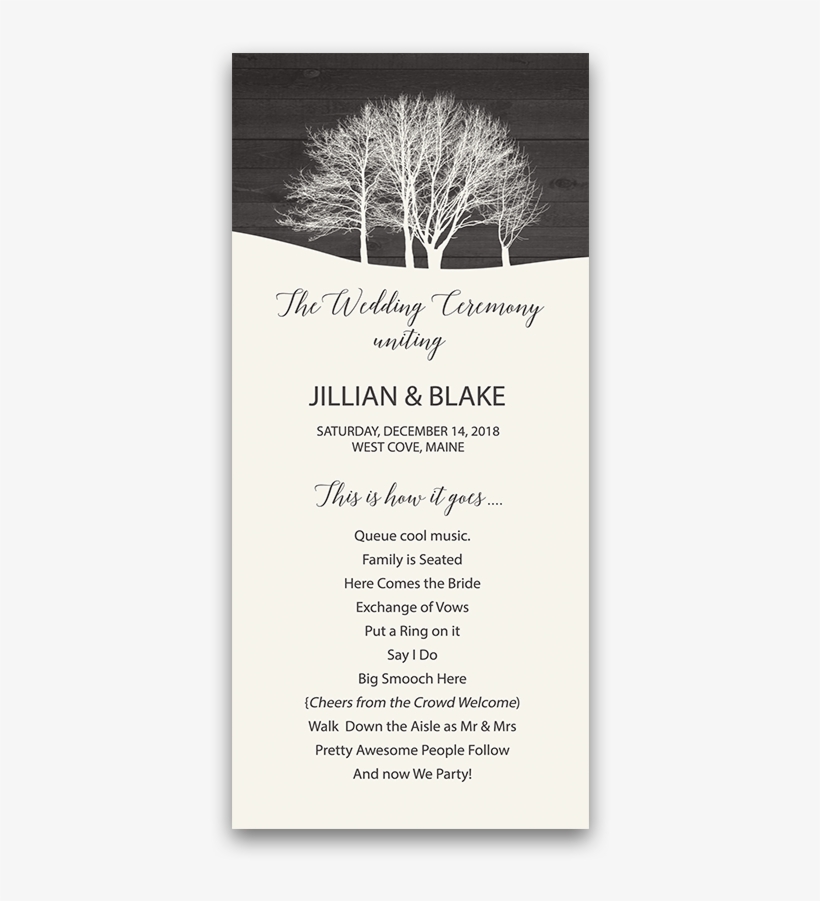 Rustic Winter Wonderland Wedding Ceremony Program - American Pitch Pine, transparent png #3143132