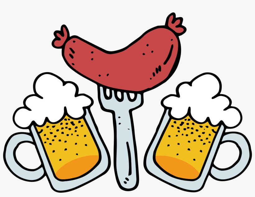 Roasting Hot Dog Clipart - Beer And Sausage Cartoon, transparent png #3143578