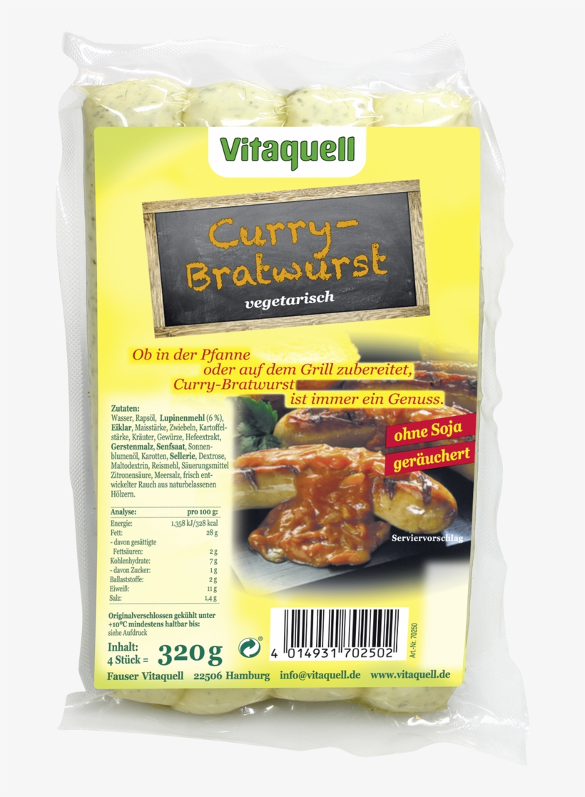 Vitaquell Curry Bratwurst - Bratwurst, transparent png #3143659