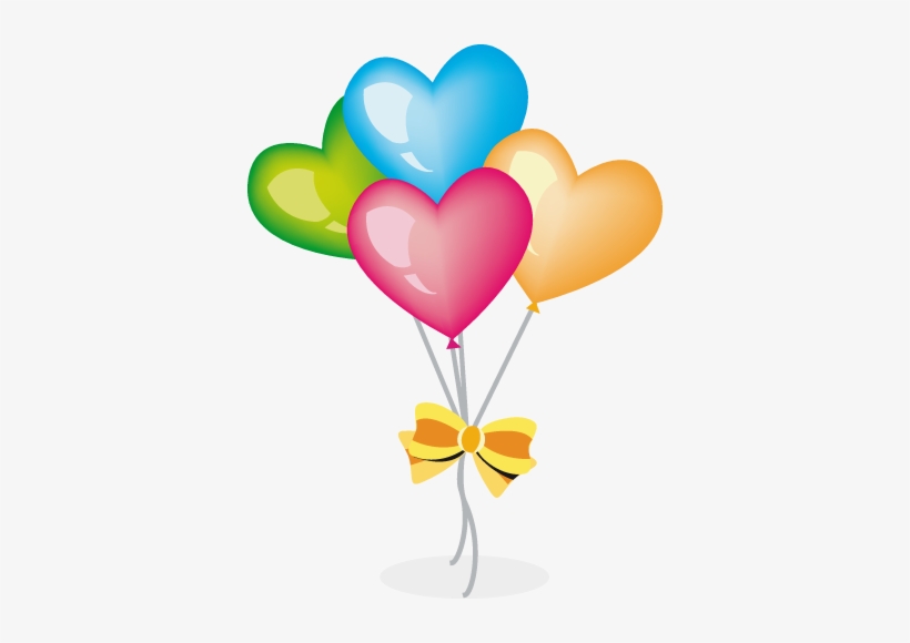 Coloured Heart Balloons Kids Sticker - Party Hats And Balloons, transparent png #3143806