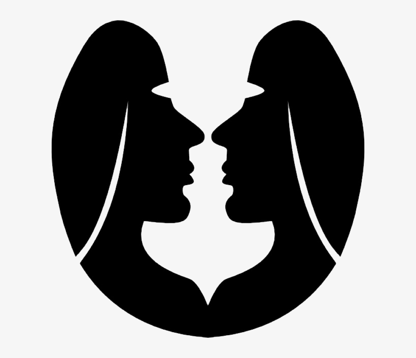 Gemini Zodiac Symbol Of Two Twins Faces Vector - Gemelli Simbolo, transparent png #3144382