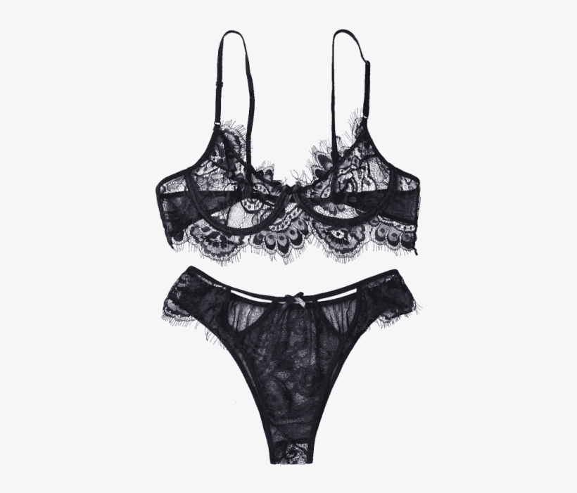 Underwire Sheer Lace Bra And Panty - Bra, transparent png #3145508