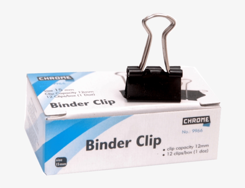 Chrome Binder Clip 15mm (12pc Box Of 12) - Chrome 9966 - Black Metal Binder Clips 15mm (set Of, transparent png #3145639