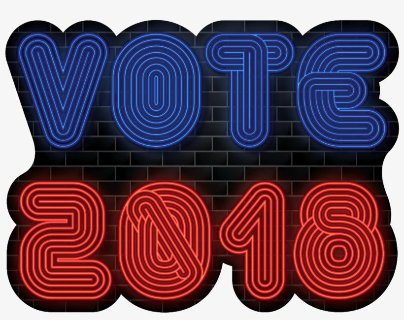 Vote 2018 Neon Sign - November 6th Election Day 2018, transparent png #3146018