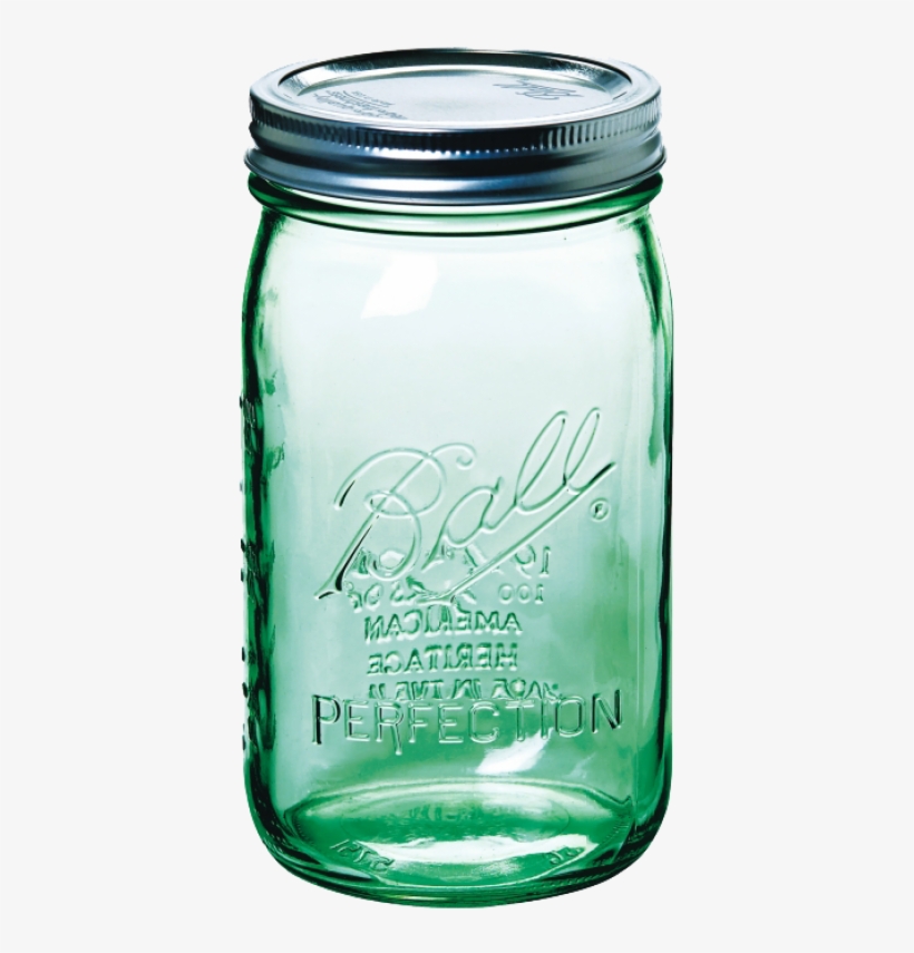 6 X Quart Green Wide Mouth Ball Mason Jars And Lid - 1 X Us Quart 946ml Ball Mason Heritage Collection Green, transparent png #3146038