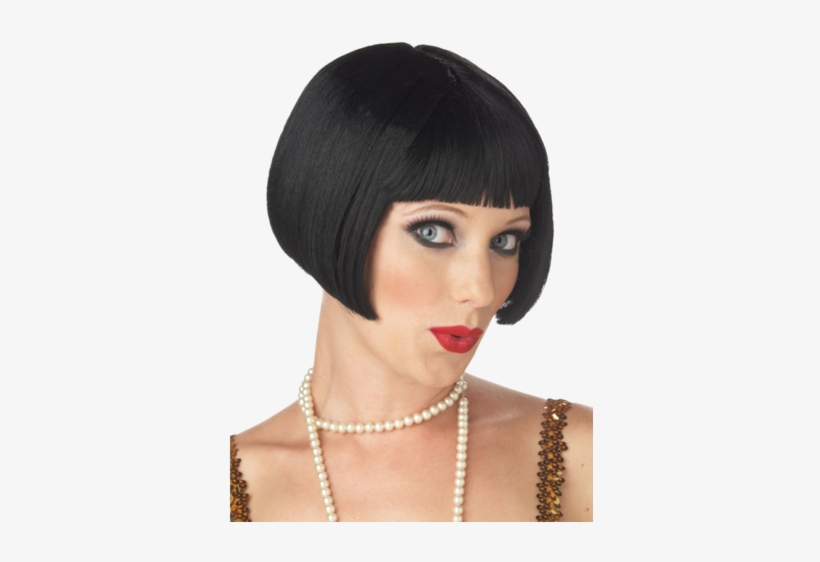 1920s Flapper Wig Black - Flapper Flirty Wig Black, transparent png #3146968