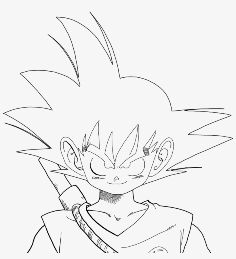Kid Goku Face By Riddickdj - Drawing, transparent png #3147940