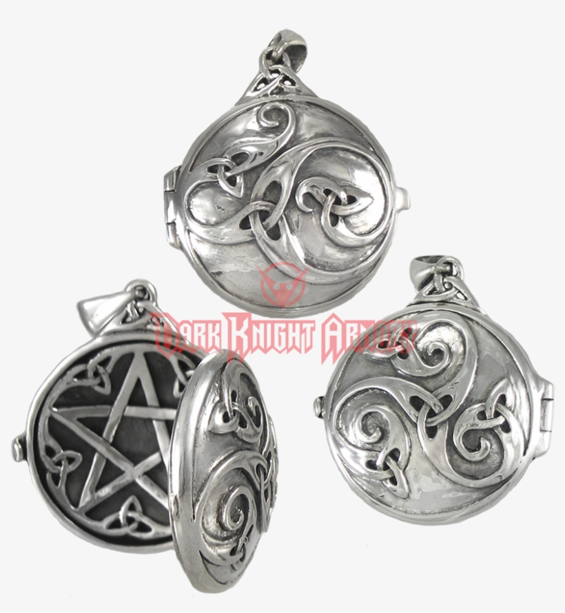 Silver Celtic Swirl Locket With Hidden Pentacle - Sterling Silver Celtic Knotwork Swirl Locket, transparent png #3149372