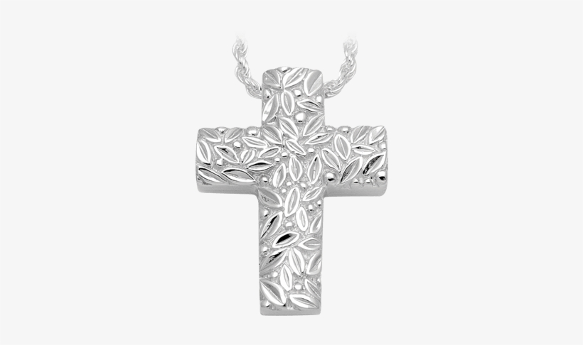 Leaves And Berries Silver Cross - Leaves And Berries Cross Sterling Cremation Jewelry, transparent png #3149662
