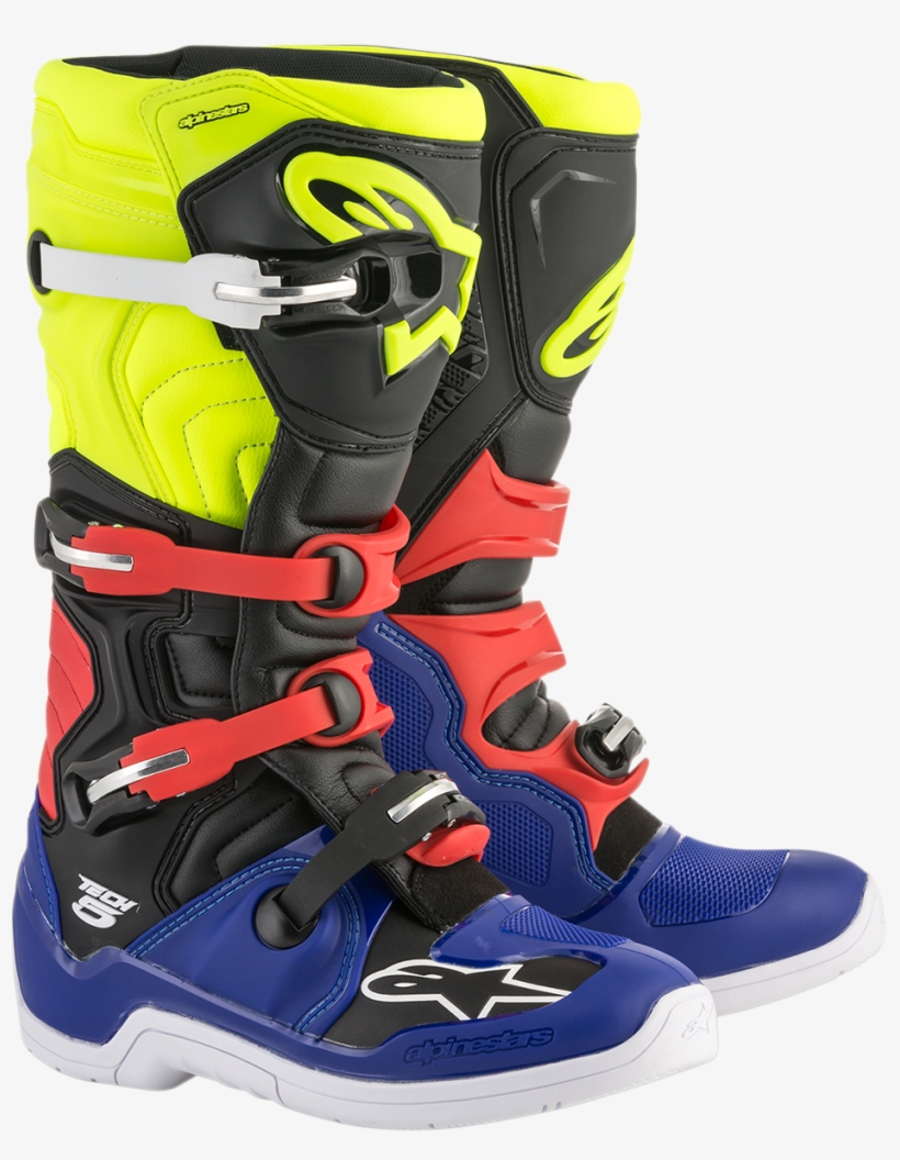 Mens Alpinestars Black Blue Red Yellow Tech 5 Off Road - Tech 5 Alpinestars, transparent png #3150040